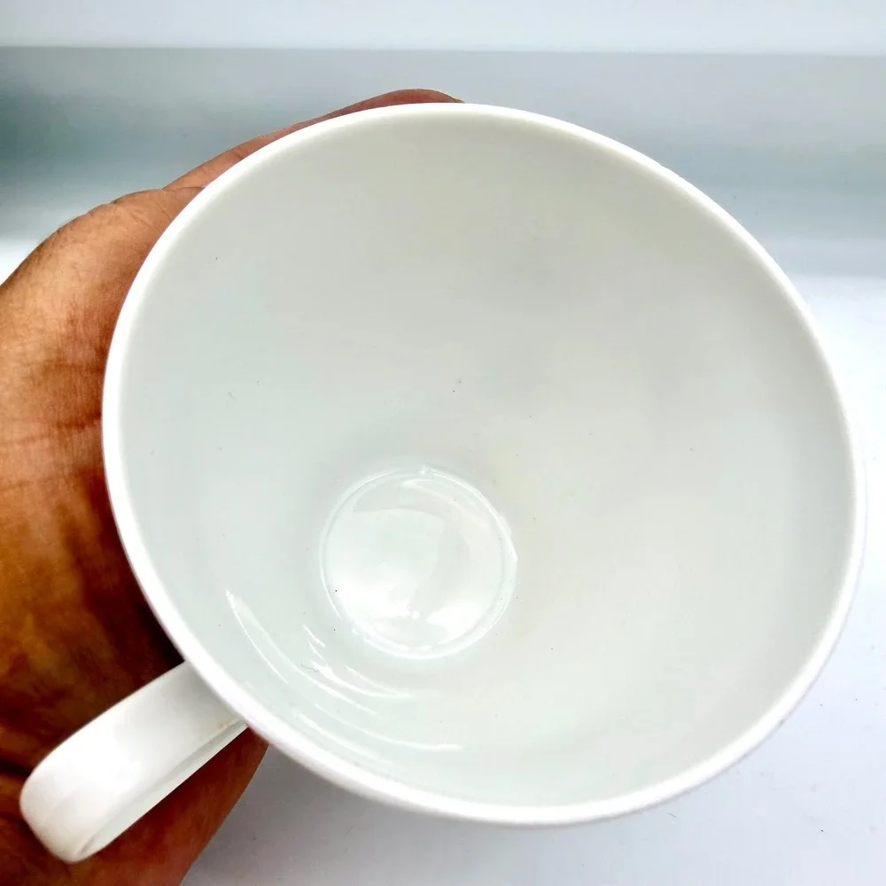 Rörstrand Blanca Set 4 Cups & Saucers 611 White Porcelain Sweden Vintage